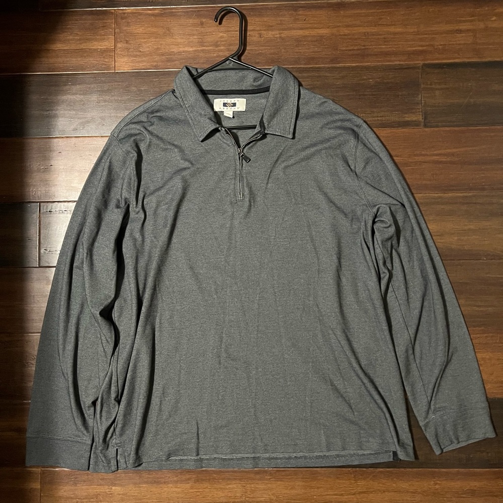 Joseph Abboud Men's XXL Charcoal Long Sleeve 1/4 Zip Polo Long Sleeve Shirt